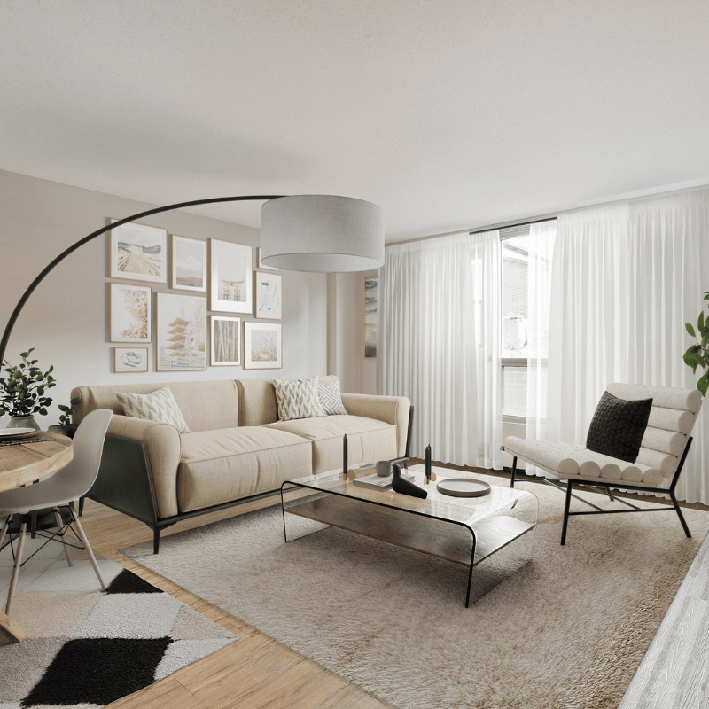 Staged three bedroom suite at Navaho Apartments.